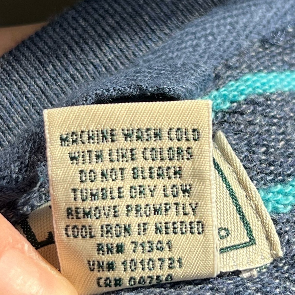 Men’s L.L. Bean Blue 'Lakewashed' Striped Cotton Crewneck Pullover Size Medium - Picture 9 of 11